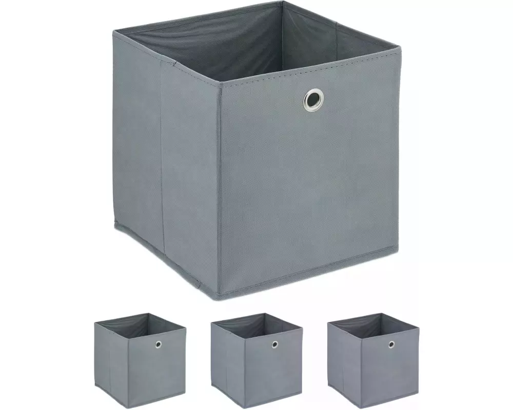 relaxdays Aufbewahrungsbox 4er Set Grau