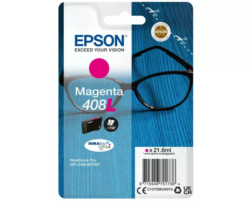 EPSON Singlepack Magenta 408L DURABrite Ultra Ink