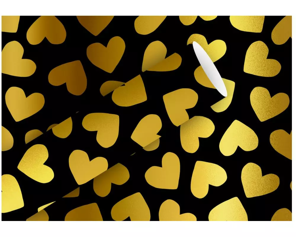 Braun + Company Geschenkpapier Herzen, Schwarz, 1.5 m x 70 cm