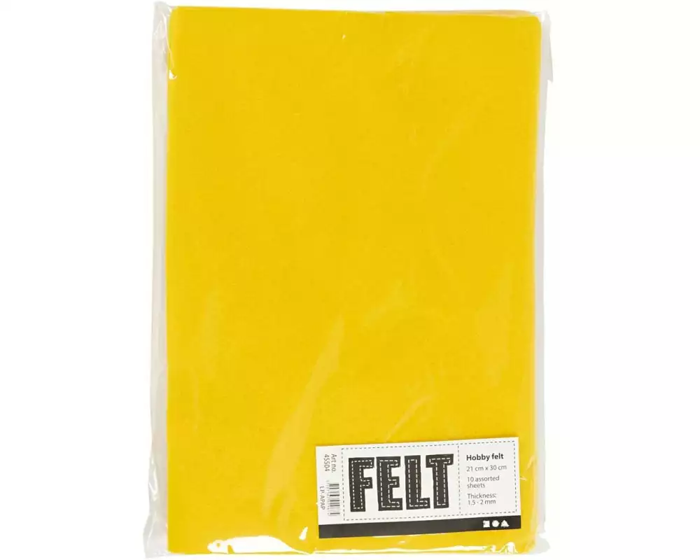 Creativ Company Bastelfilz 1.5 - 2 mm, A4, 10 Blatt, Gelb