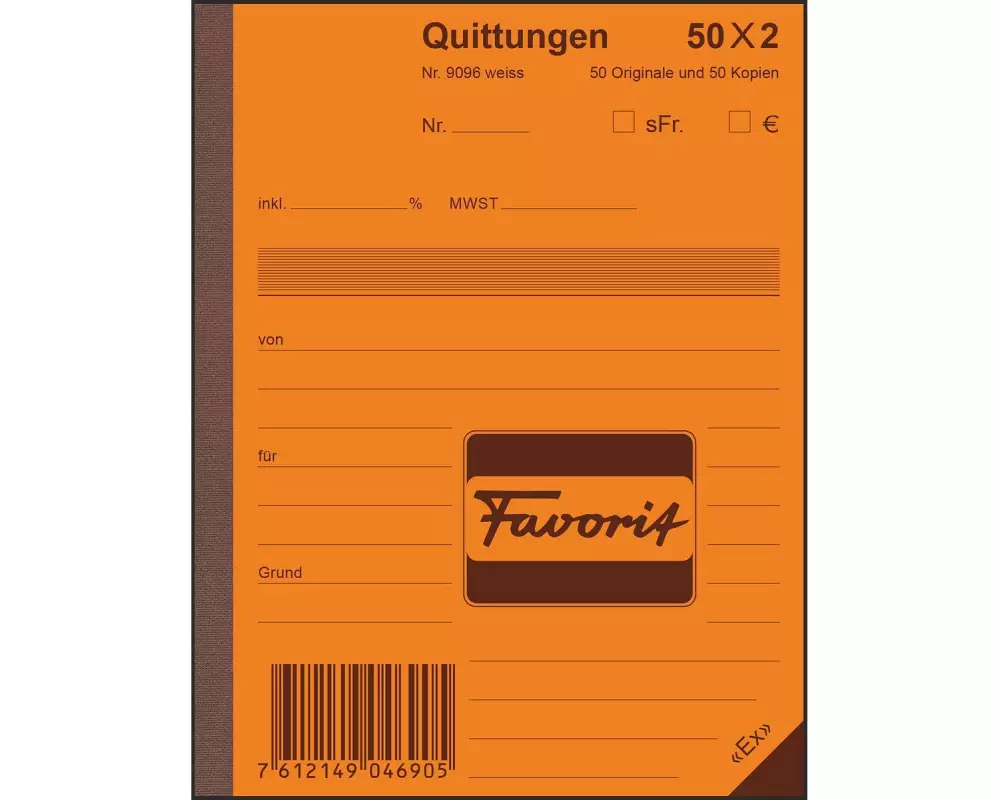 Favorit Durchschreibeblock 111 x 144 mm Quittungen, Weiss