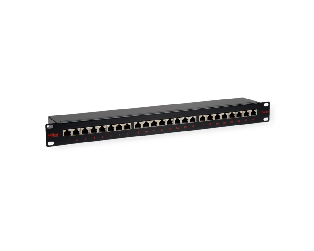 ROLINE 19-Zoll-Patchpanel 1 HE, 24 Ports, Cat.5e (Class D), schwarz