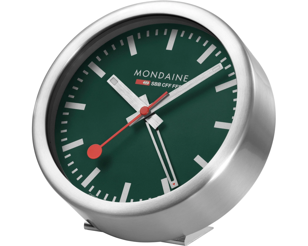 MONDAINE Wand / Tischuhr 125mm A997.66SBV.1 grün, Weckfunktion
