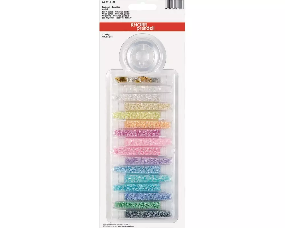 Knorr Prandell Kunststoffperlen Rocailles 17-teilig, Pastell
