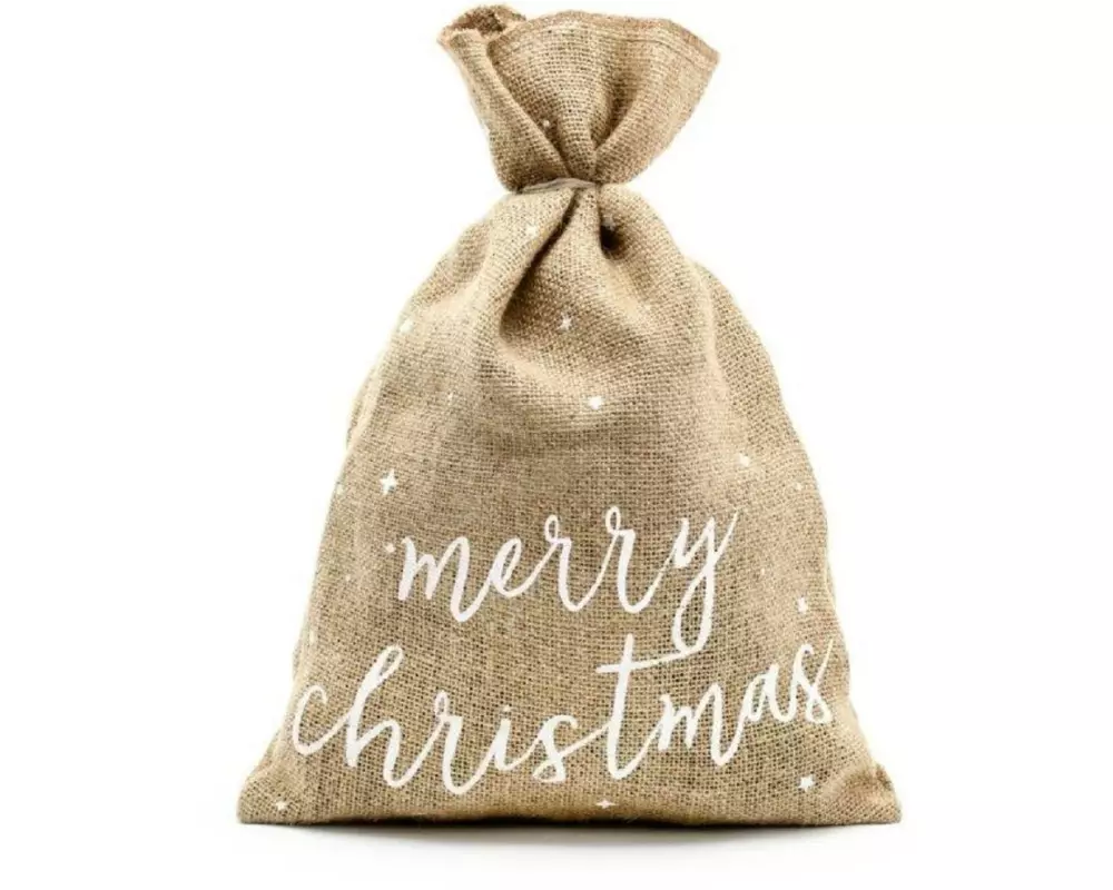 Partydeco Geschenkbeutel Merry Christmas Beige/Weiss