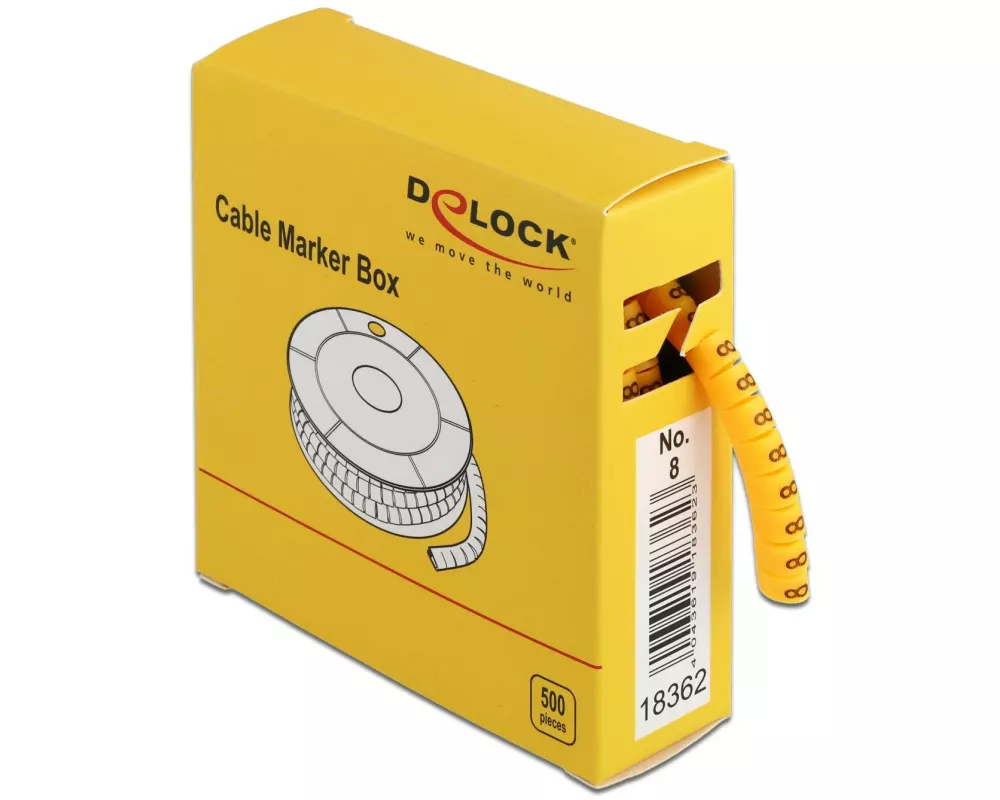 Delock Kabelkennzeichnung Nr. 8, gelb, 500 Stück