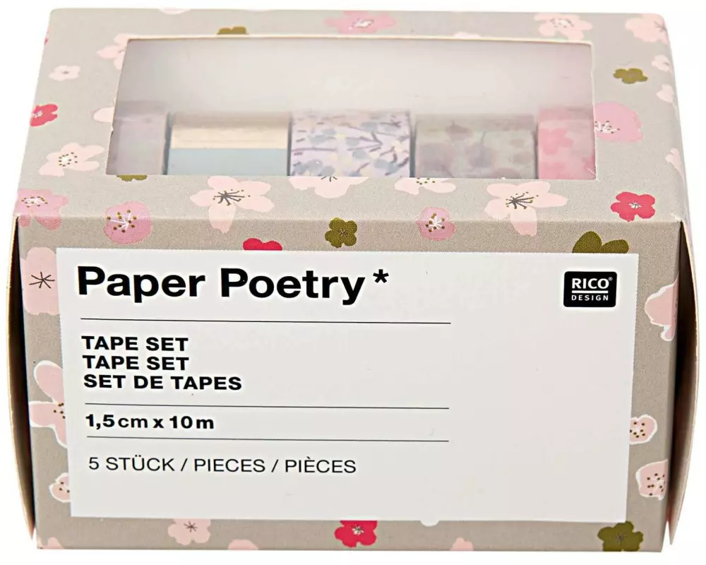 Rico Design Washi Tape Bouquet Sauvage 5 Stück, Mehrfarbig, 10 m