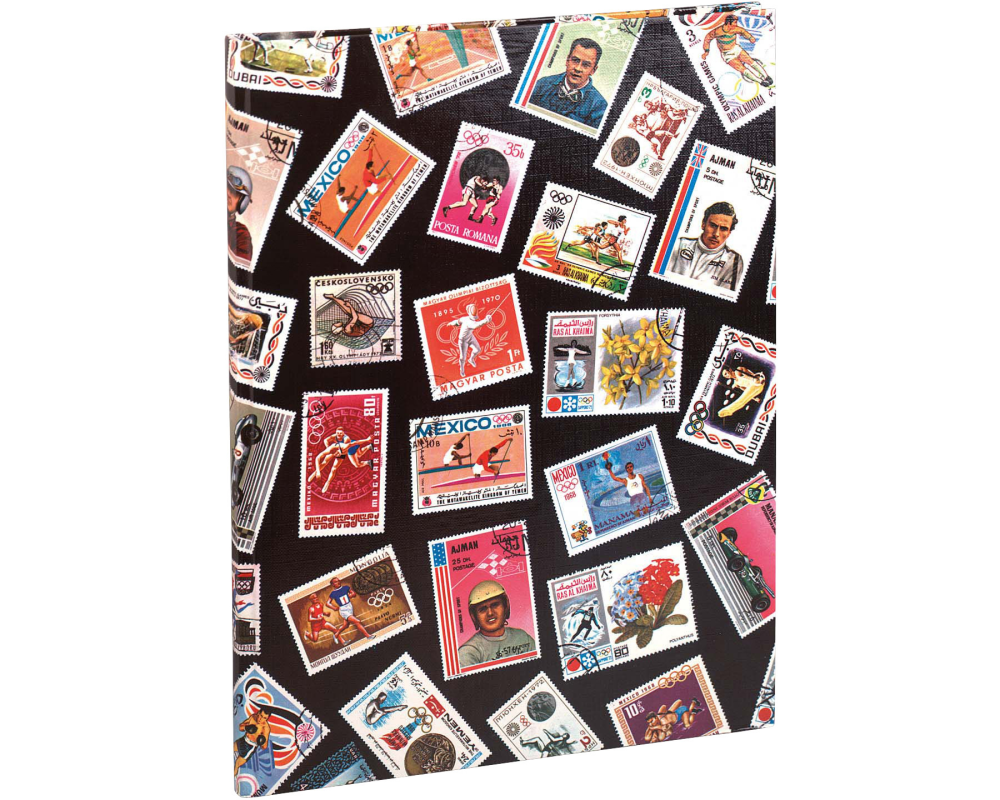 EXACOMPTA Briefmarkenalbum 22.5x30.5cm 25130E Schwarz 16 Seiten