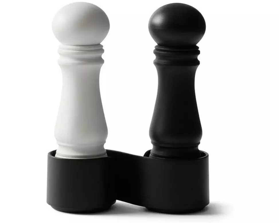 Crushgrind Gewürzmühle 2er-Set mit Ständer, 14 cm, Schwarz/Weiss