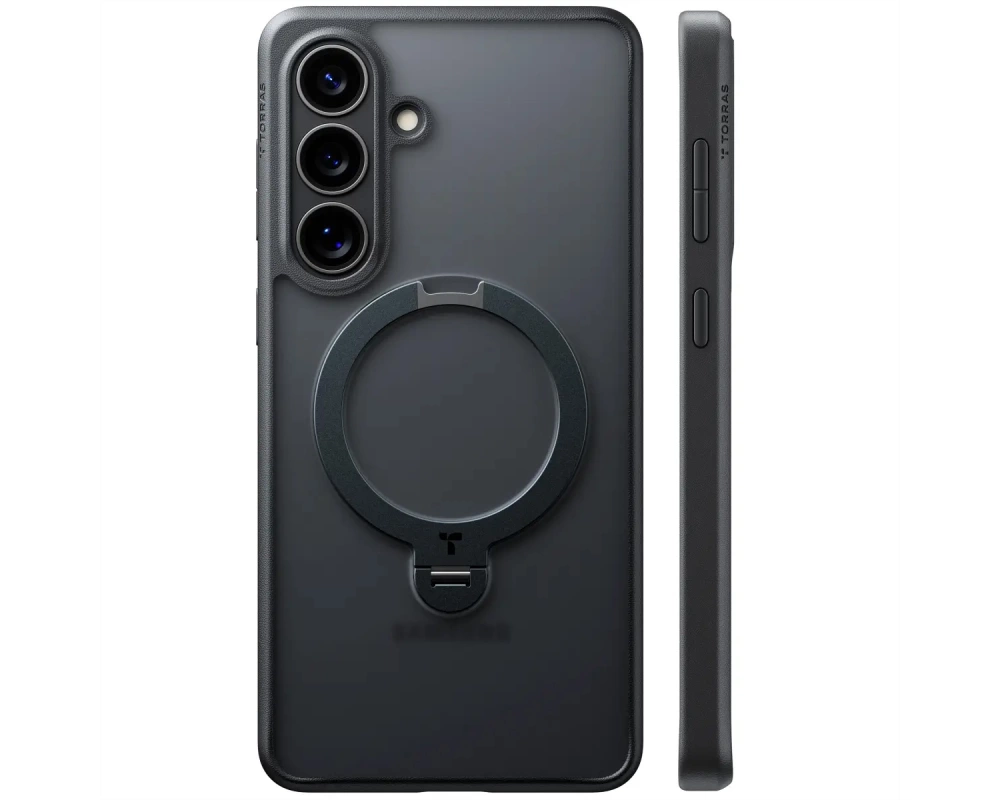 Torras Ostand 360° Spin Schutzhülle, Galaxy S26 Plus, schwarz