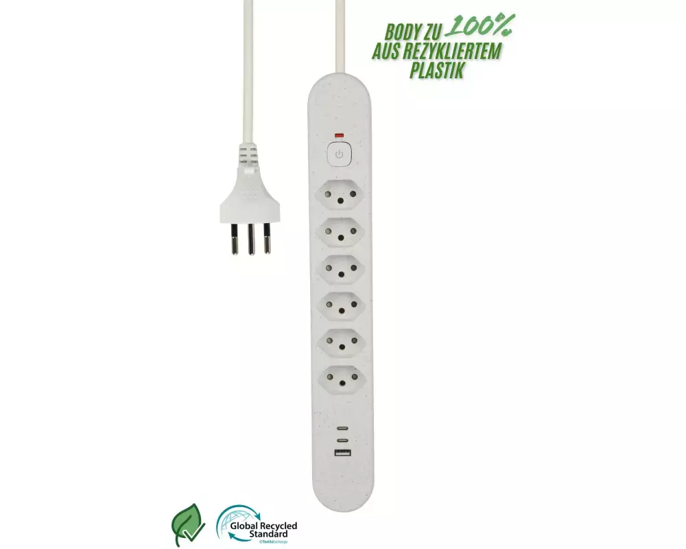 Schönenberger Steckdosenleiste Re:Life USB 6x T13. 2x USB-C + 1x USB-A