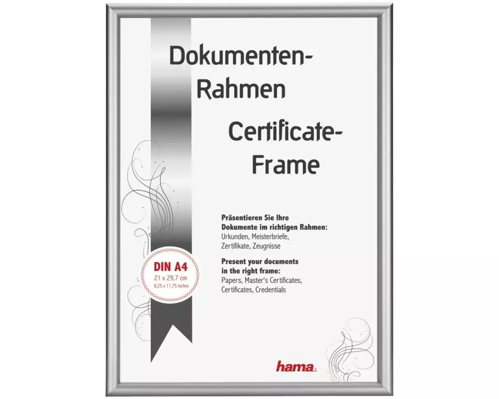 Hama Bilderrahmen Detroit für Dokumente A4, Silber