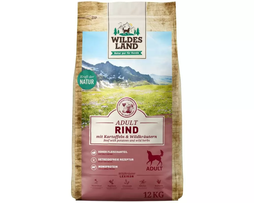 Wildes Land Trockenfutter Rind mit Kartoffeln & Wildkräutern, 12 kg