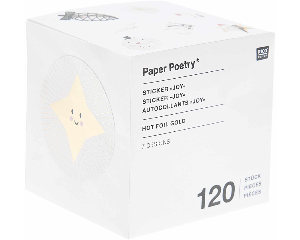 RICO DESIGN Sticker Joy 300486 Hotfoil gold 120 Stück