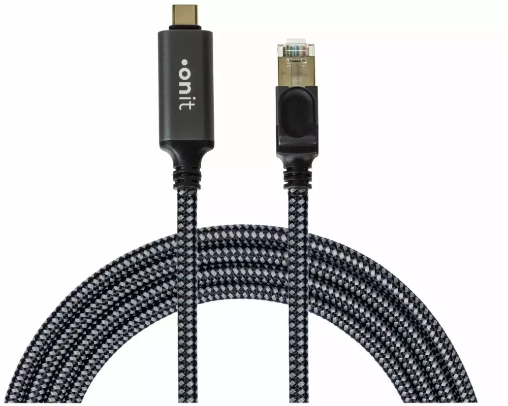onit Adapterkabel USB-C – RJ45 Grau/Schwarz, 5 m