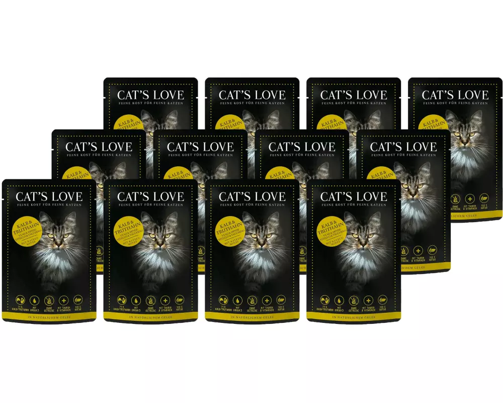 Cat's Love Nassfutter Adult Kalb & Truthahn, 12 x 85 g