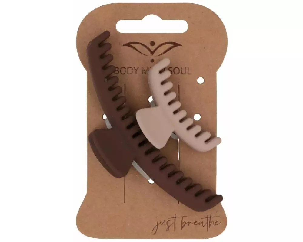 Body Mind Soul Haarklammer Yoga Beige und Braun 2 Stück