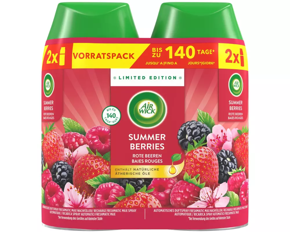 Air Wick Duftspender Freshmatic Rote Beeren & Pfirsich, 2x 250 ml