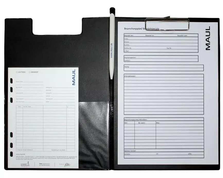 Maul Dokumentenhalter Klemmbrett-Mappe mit Folienüberzug Schwarz