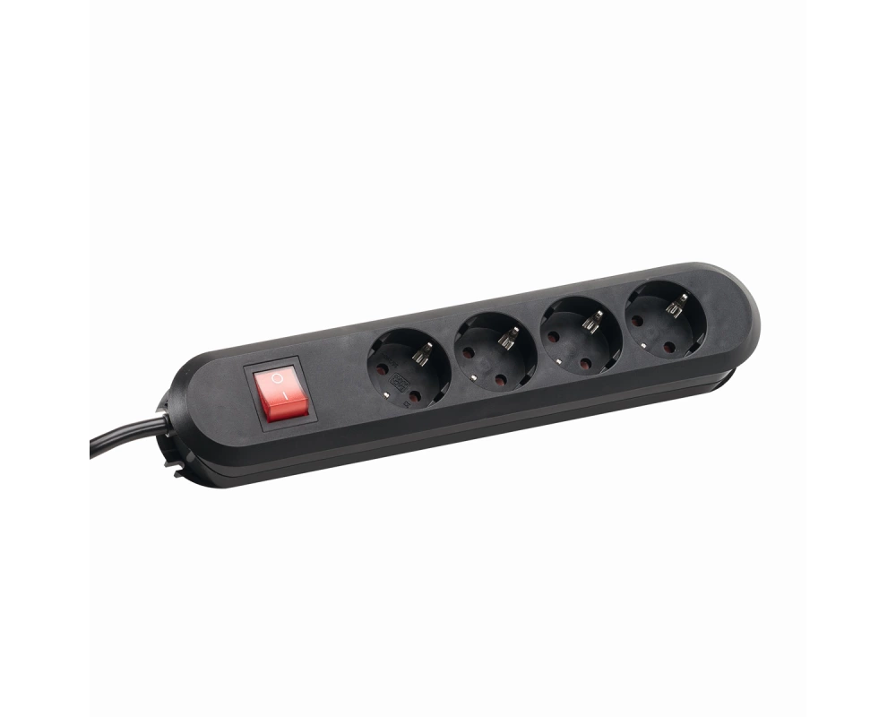 BACHMANN SMART Steckdosenleiste 4x Schutzkontakt, Schalter, schwarz, 1,5 m