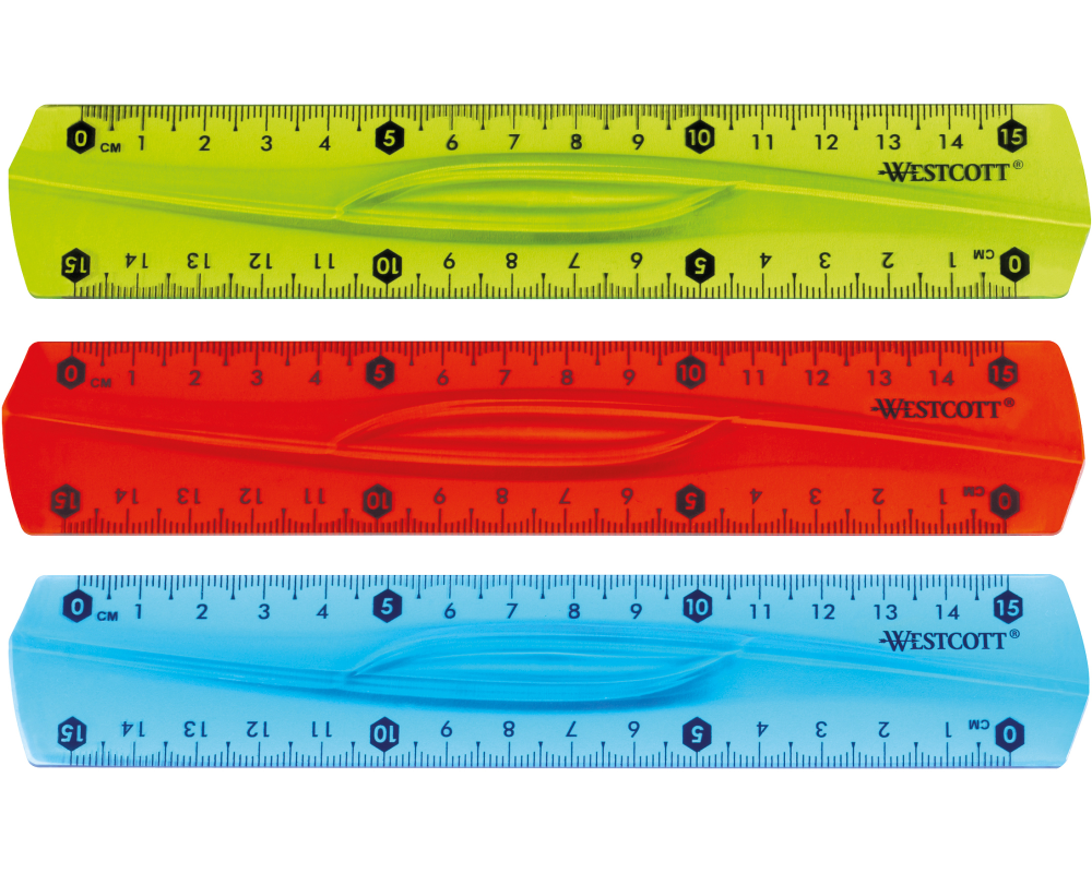 WESTCOTT Lineal, flexibel E-10220 00 15cm blau/rot/grün