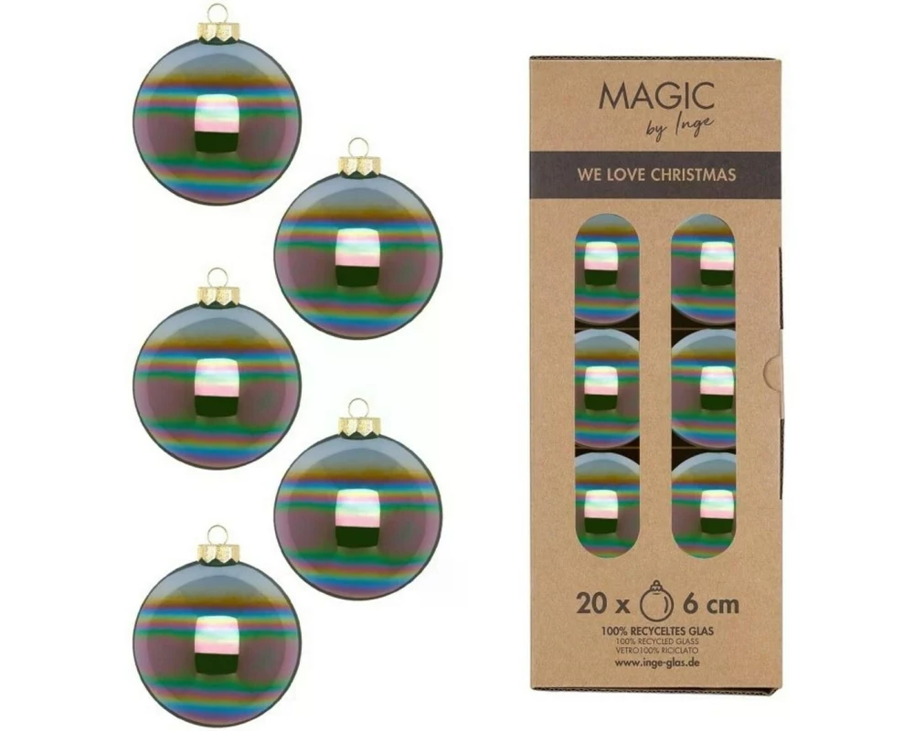 INGES CHRISTMAS DECOR Weihnachtskugel Dazzling 20 Stück, Olivgrün
