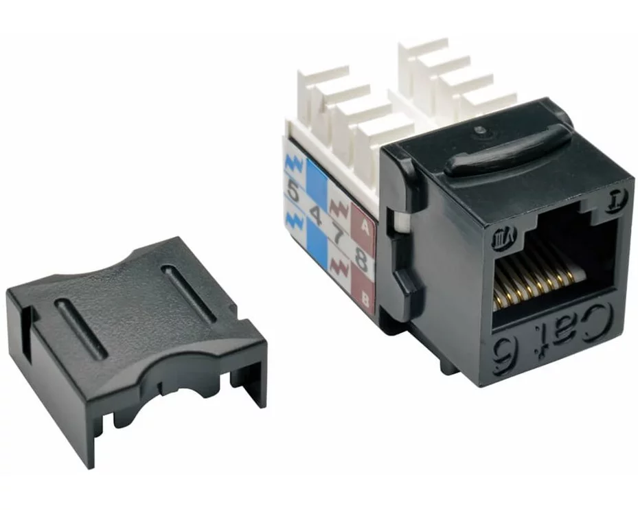 EATON TRIPPLITE Cat6/Cat5e, 110 Style, Punch Down, Keystone Jack - Black, 10-Pack, TAA