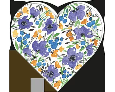 Doppelkarte / Blaue Blüten / Herzformat