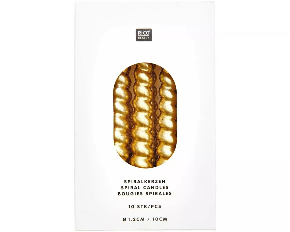 Spiralkerzen, Gold, 10 Stk, Ø 1,2 cm x 10 cm hoch