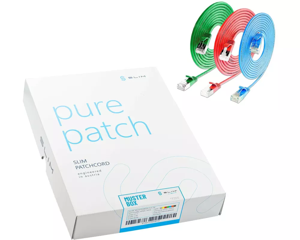 SLIM SLIM Patchkabel Musterbox FR Cat 6A, U/FTP, Mehrfarbig