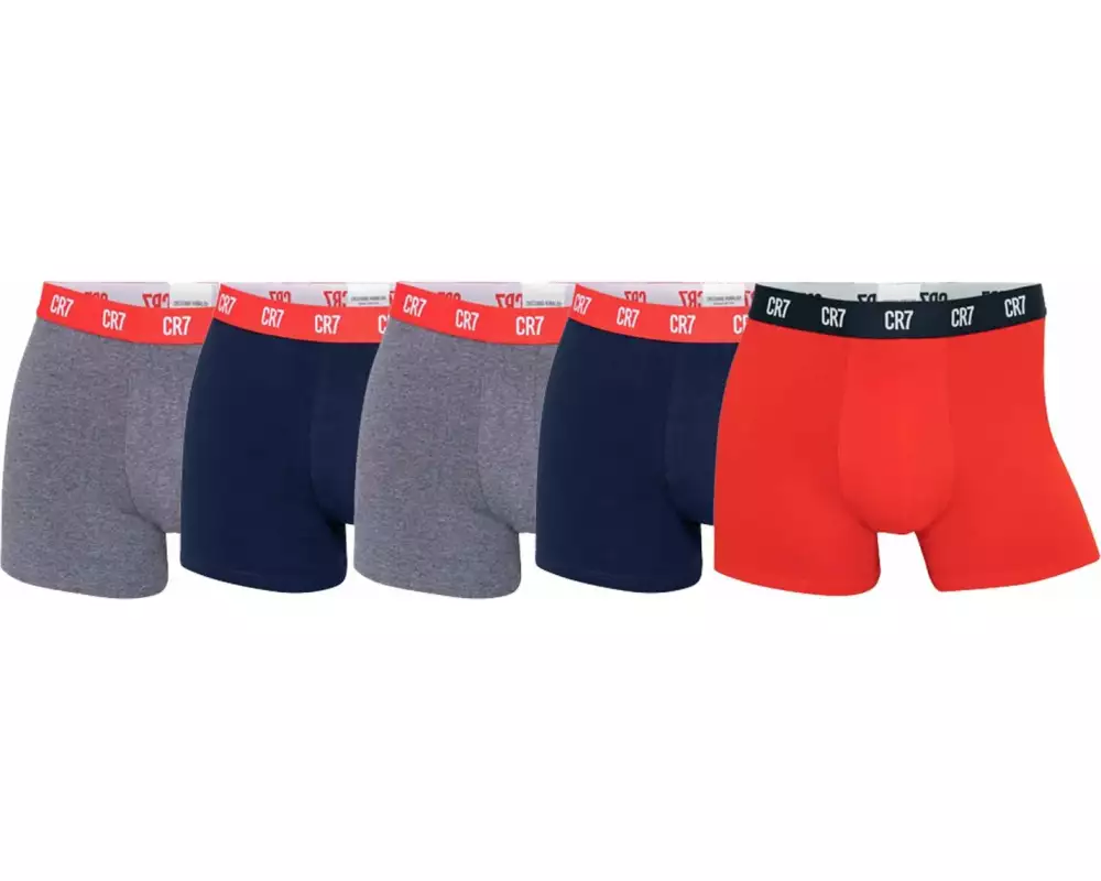 CR7 Unterhosen CR7, 5er-Pack Grau/Navy/Rot, XL