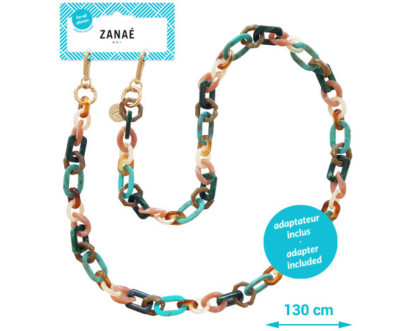 ZANAÉ Phone Necklace Blue Land 18330 Karma colored