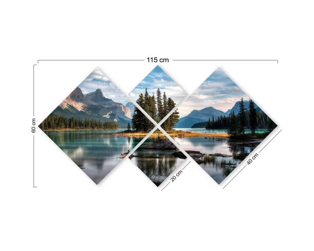 Wallxpert Bild See 4-teilig, 2 Stück 40x40 cm, 2 Stück 20x20 cm