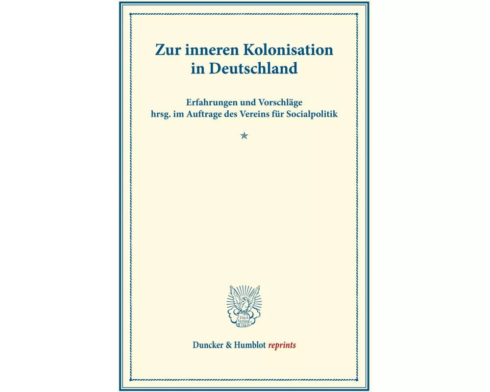 Zur inneren Kolonisation in Deutschland