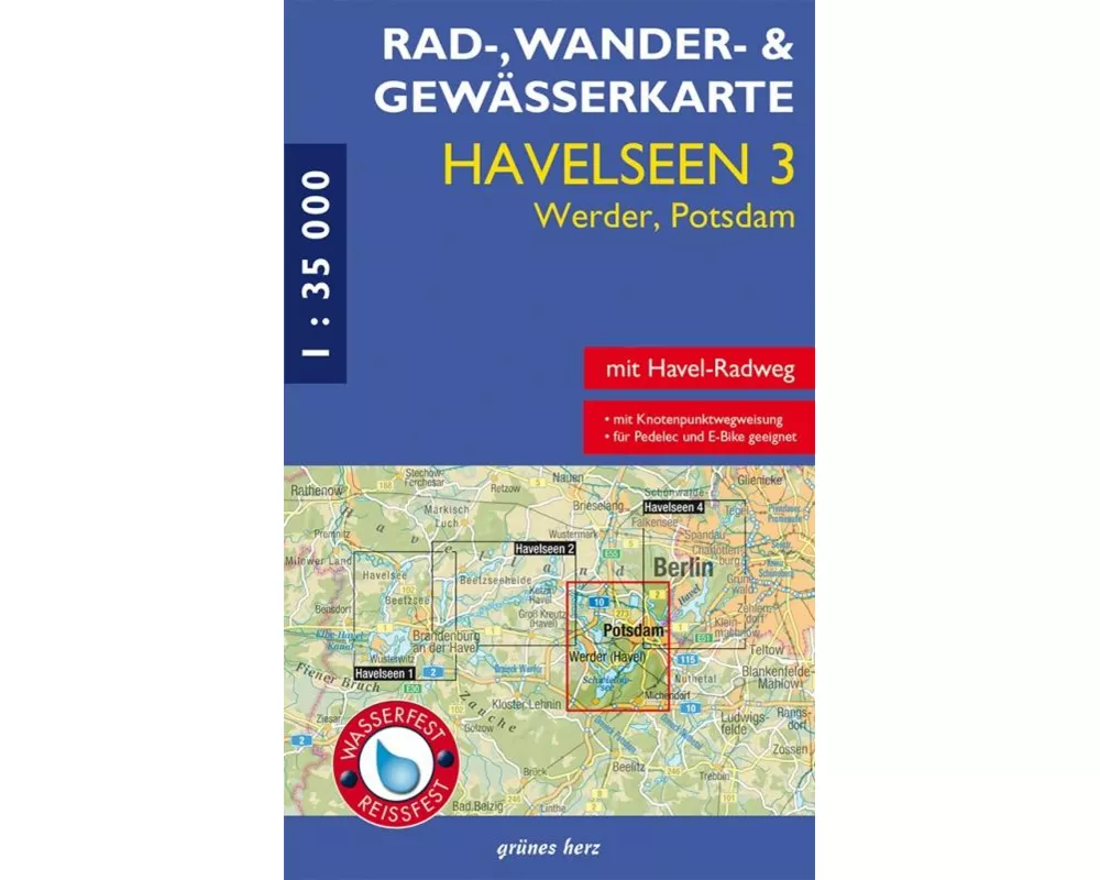 Rad-, Wander- und Gewässerkarte Havelseen 3 Werder/Potsdam 1:35 000