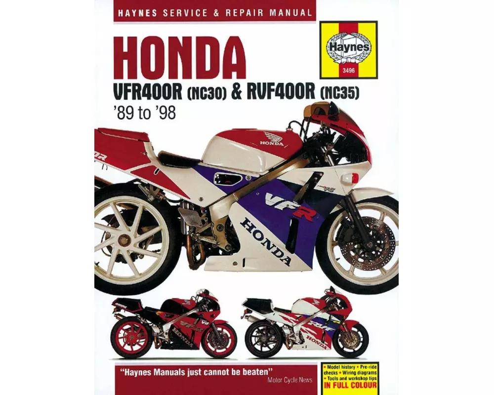 Honda VFR400 (NC30) & RVF400 (NC35) V-Fours (89 - 98) Haynes Repair Manual
