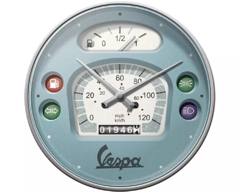 Nostalgic Art Wanduhr Vespa Tachometer Ø 31 cm, Blau/Weiss