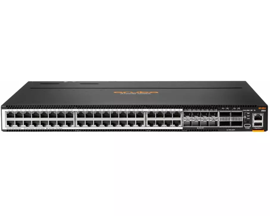 HPE Aruba Networking CX8100, 40x10G, Base-T, 8x10G, SFP+, 4x40/100G, QSFP28, FB, 3Fan, 2ACPSU, SW Bundle CH en