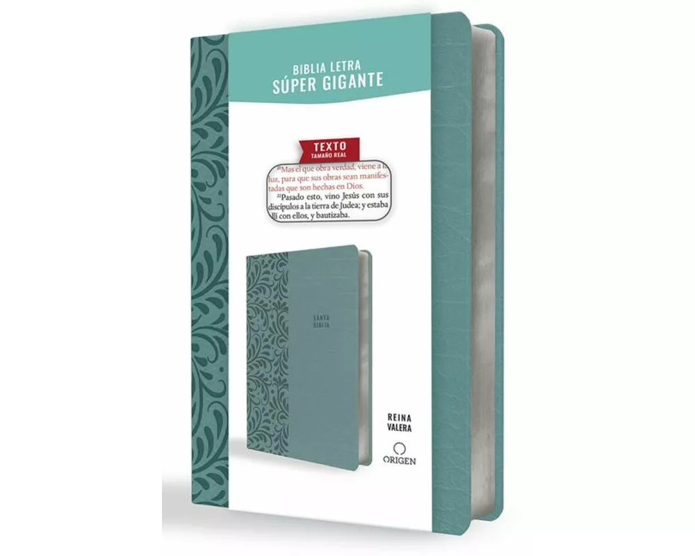 Biblia Reina Valera letra súper gigante, símil piel aguamarina / Spanish Bible Reina Valera Super Giant Print, Aquamarine Leathersoft