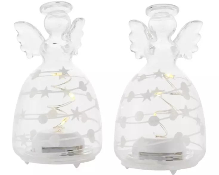 Sirius Dekolicht Sweet Christmas Engel, 2er Set, 9 cm, Transparent