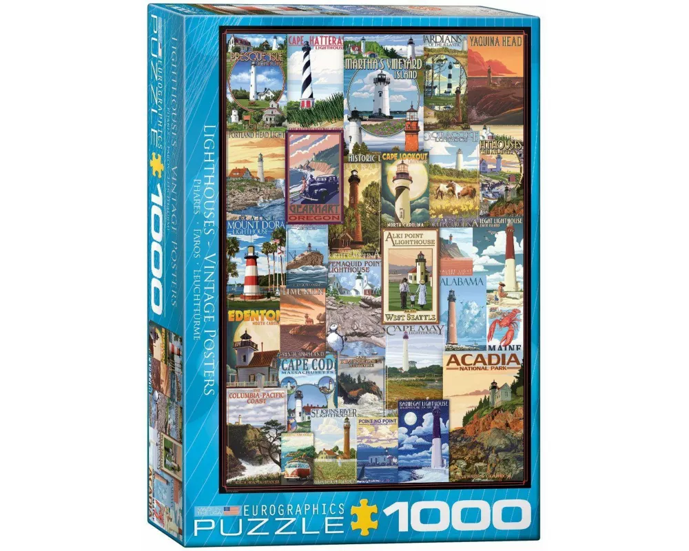 Puzzle 1000 Teile - Lighthouses Vintage Posters