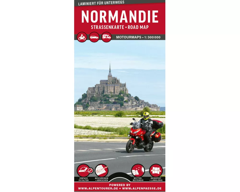 MoTourMaps Normandie Auto- und Motorradkarte 1:300.000