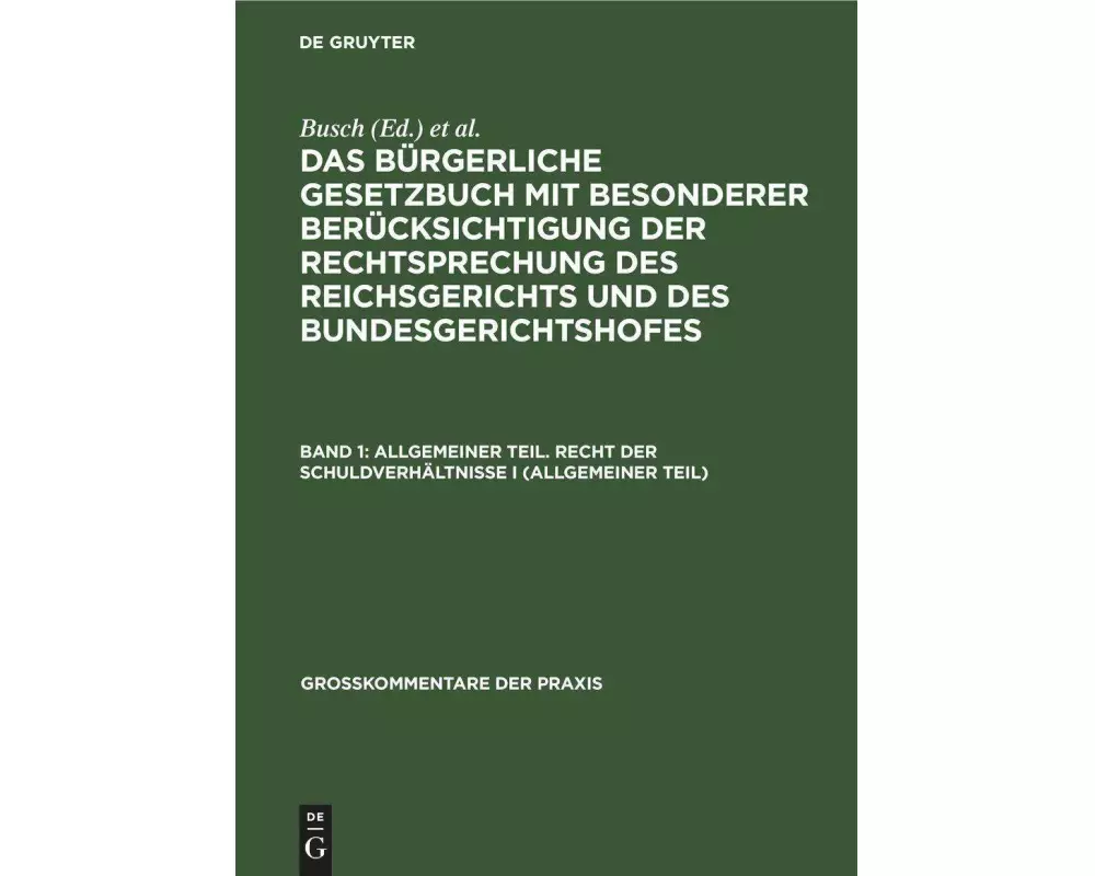Allgemeiner Teil. Recht der Schuldverhältnisse I (allgemeiner Teil)