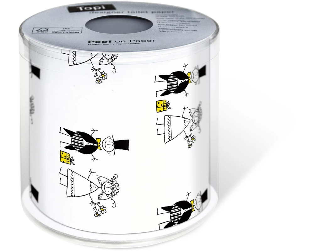 Paper + Design Toilettenpapier Married Rollen, 3-lagig, Schwarz/Weiss