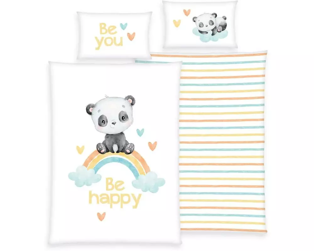 Herding Kinderbettwäsche Regenbogen Panda 100 x 135 cm + 40 x 60 cm