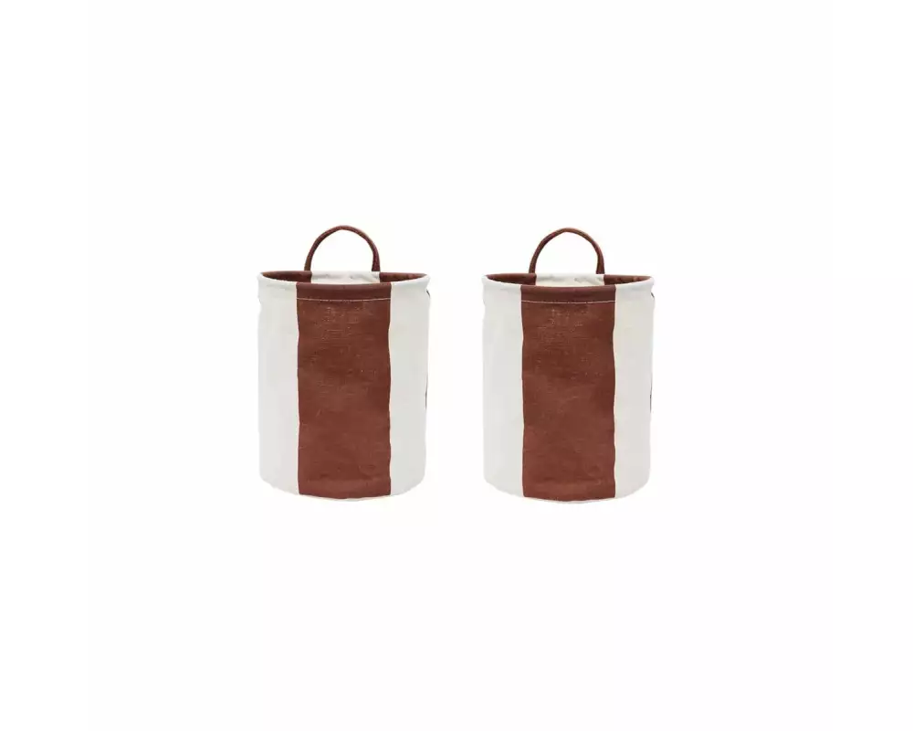 OYOY Wäschekorb Kara 2 Stück, 5 l, Braun/Weiss