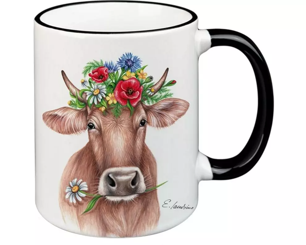creanorm Tasse Blumenkuh 330 ml, 1 Stück, Schwarz/Weiss