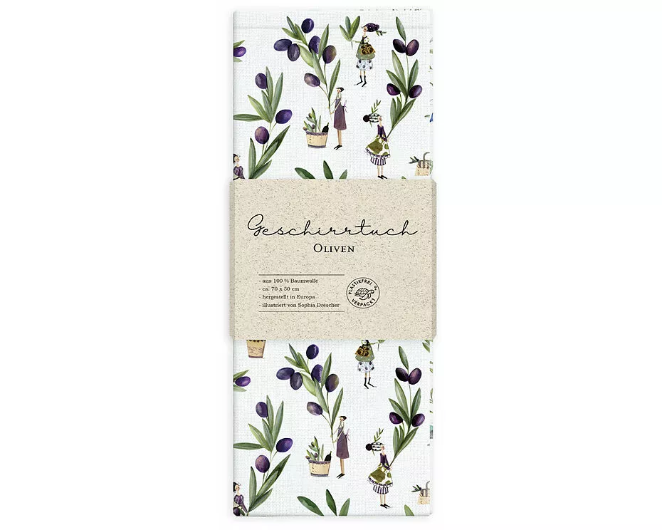 Geschirrtuch. Oliven
