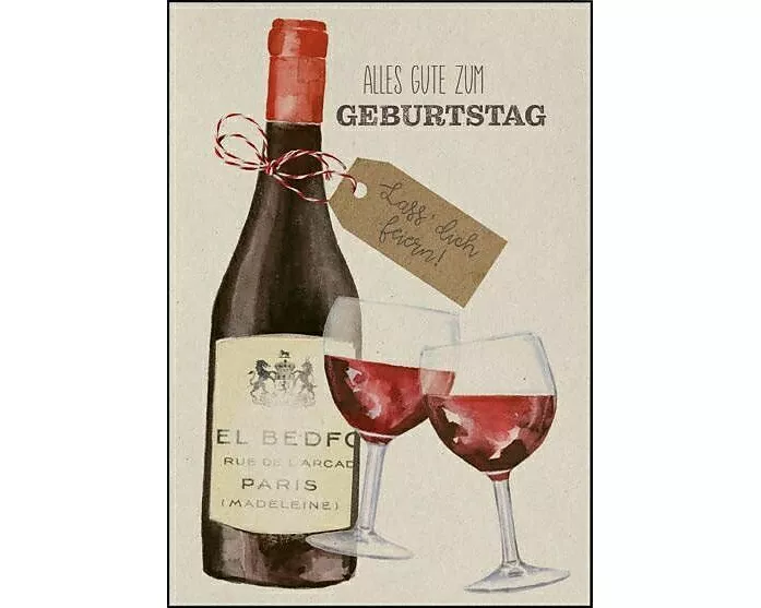 Doppelkarte. Zum Geburtstag (Rotwein)