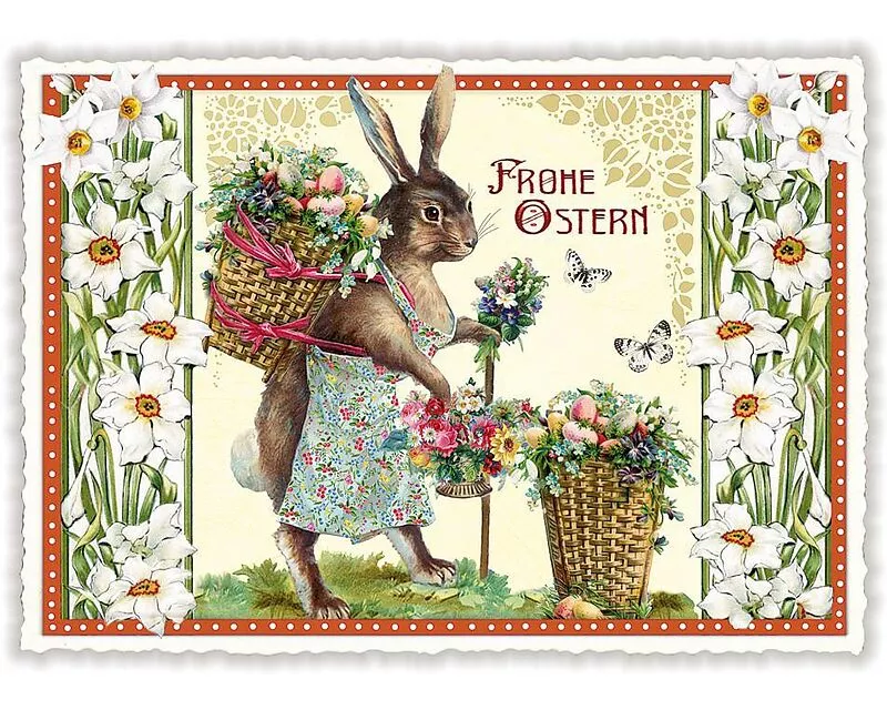 Postkarte / Frohe Ostern / quer